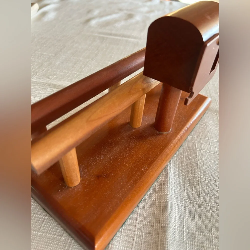 Vintage, Handcrafted Wooden mail and stamp holder
